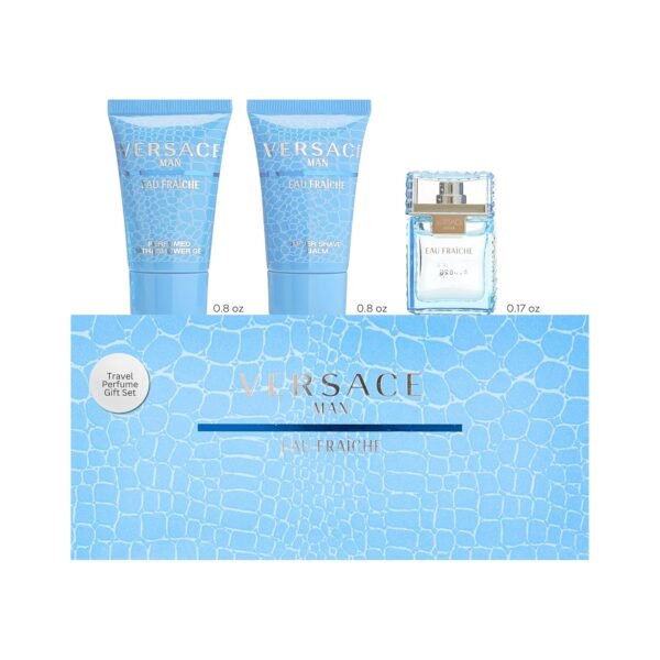 Versace Man Eau Fraiche By Gianni Versace For Men Edt .17 Oz Mini & After Shave Balm .8 Oz Mini & Shower Gel .8 Oz Mini - Image 2