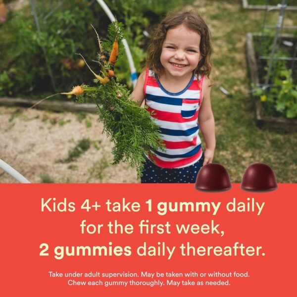 SmartyPants Kids Fiber & Veggies: Prebiotic Fiber Supplement Gummies for Kids with Inulin, Organic Green Veggie Blend, Vegan, Gluten Free, Mixed Berry Flavor, 60 Count (30 Day Supply) - Image 8