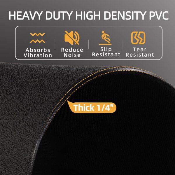 High Density Home Gym Treadmill Exercise Bike Equipment Mat, 1/4" Thick, Multiple Sizes - Image 6