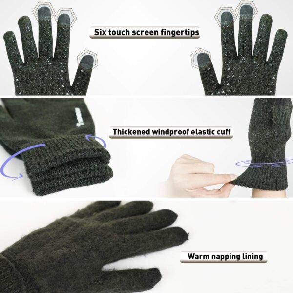 TRENDOUX Winter Gloves for Men Women - Upgraded Touch Screen Cold Weather Thermal Warm Knit Glove for Running Driving Hiking - Image 4