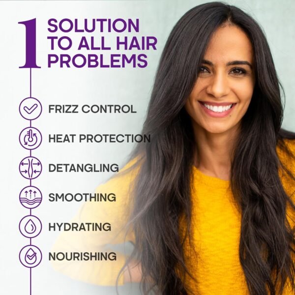 Hydrating Hair Serum for Frizzy and Damaged Hair - Keratin Hair Treatment for Dry Damaged Hair w/ Biotin, Castor Oil, Rosemary Oil, Hair Heat Protectant & Anti Frizz Hair Serum For Frizzy Hair, 5 Oz - Image 3