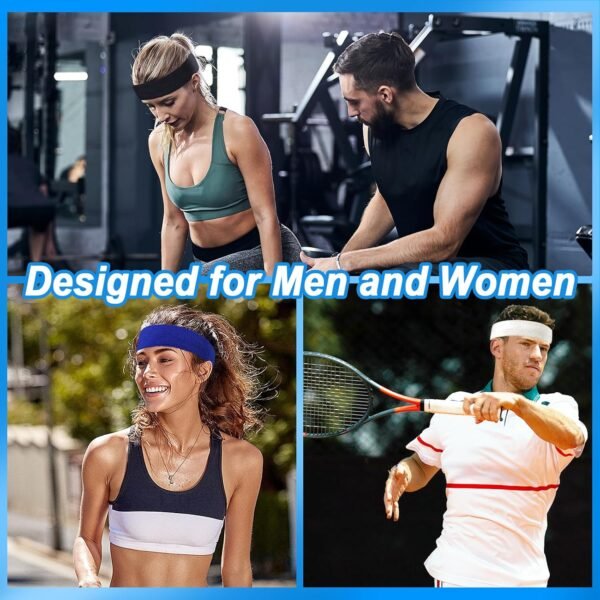 Sweatbands Sport Headbands for Men & Women, Sweat Head Bands Moisture Wicking Athletic Sweatband for Athletic Exercise, Tennis, Running, Basketball, Working Out, Yoga - Image 8