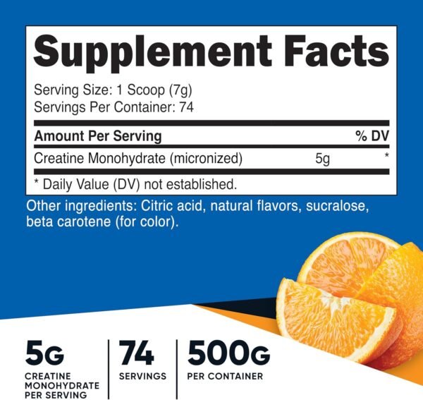 Nutricost Creatine Monohydrate Powder (Mandarin Orange, 500 Gram) - Micronized Creatine Supplement - Vegan, Non-GMO, Gluten Free - Image 3