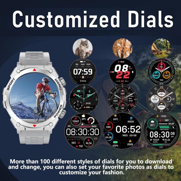 Military Smart Watch for Men (Answer/Make Call), 1.52" HD Smartwatch for Android Phones/iPhone, 100+ Sport Mode Fitness Tracker with Heart Rate, SpO2, Stress and Sleep Monitor, IP68 Waterproof - Image 7