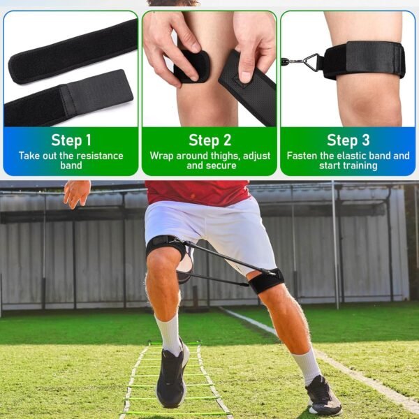 TOBWOLF Speed Agility Strength Leg Resistance Bands, Thigh Resistance Bands with Elastic Training Rope, Speed & Strength Leg Training Bands for Exercise Fitness Fast Sprinting, Running Power Agility - Image 7
