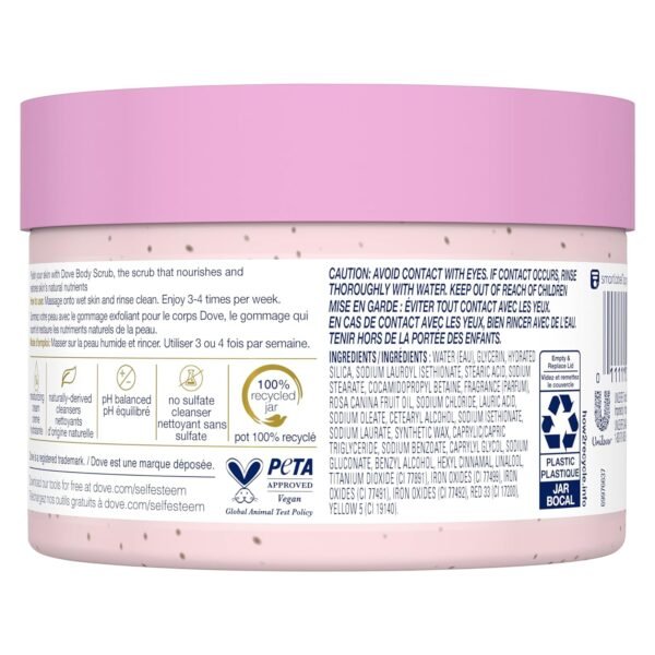 Dove Body Scrub Himalayan Salt & Rose Oil 3 Count for Visibly Silky-Smooth, Nourished Skin, with ¼ Moisturizing Cream, 10.5 oz - Image 3