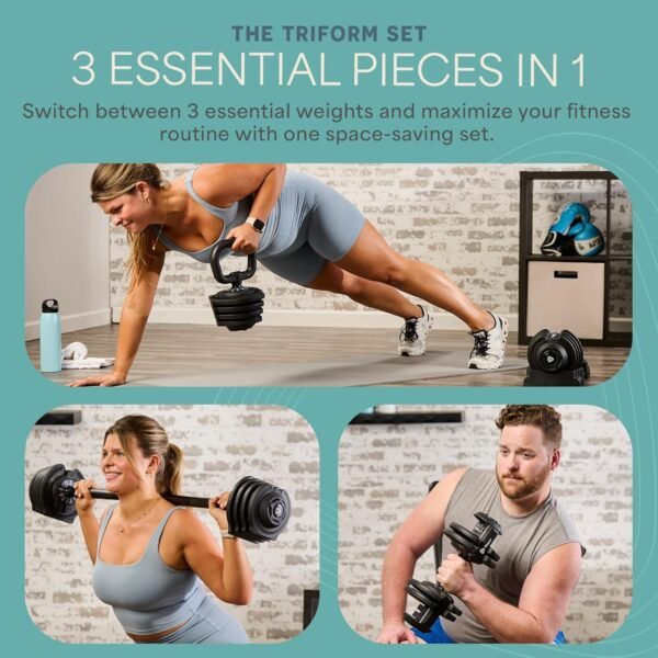 Lifepro Adjustable Dumbbells Set/Single - 15lb 43lb 55lb 25 lb Dumbbell Sets with Rack - Quick Adjust, Secure Grip weights dumbbells set - Compact Hand Weights for Women/Men at Home Gym - Image 6