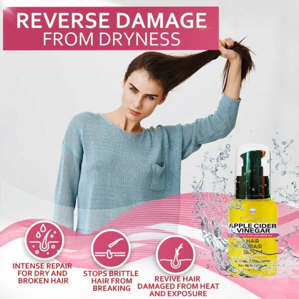 Apple Cider Vinegar Hair Serum Oil - Anti Frizz Styling Product to Stop Flaky and Itchy Scalp - Repair Treatment for Dry and Damaged Hair - Intense Moisturizer for Women and Men – For All Hair Types - Image 5