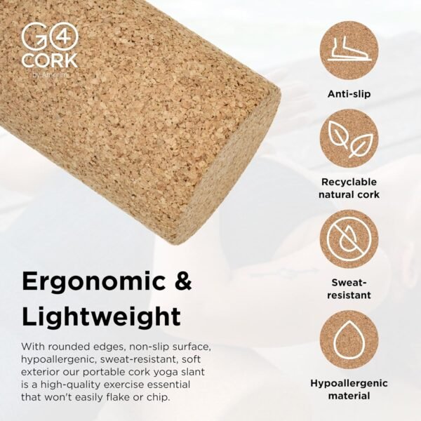 High-Density Cork Body Roller - 11.8" x 3.7" | Strong Eco Cork Roller with Anti-Slip Grip | Enhances Yoga Practice & Provides Deep Tissue Massage for Quick Muscle Recovery - Image 4