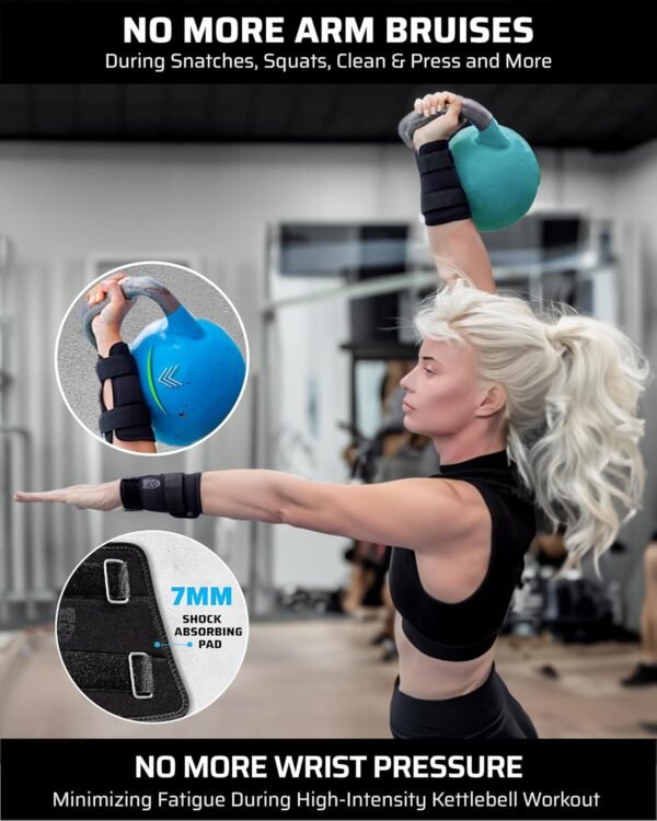 Kettlebell Wrist & Forearm Guards | 7mm Impact-Absorbing Neoprene | Adjustable Straps for Secure Fit | Lightweight, Durable Protection for Kettlebell Training (Pair) - Image 3