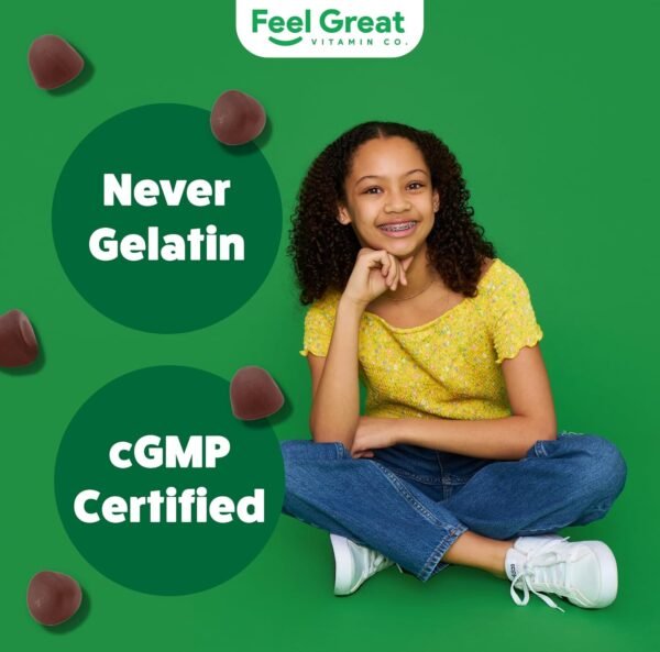Feel Great Super Green Gummies for Kids | Fruit and Vegetable Gummies | Vegan Veggie Gummy Multivitamin for Kids | Veggie Fiber Supplement | 60 Count - Image 9