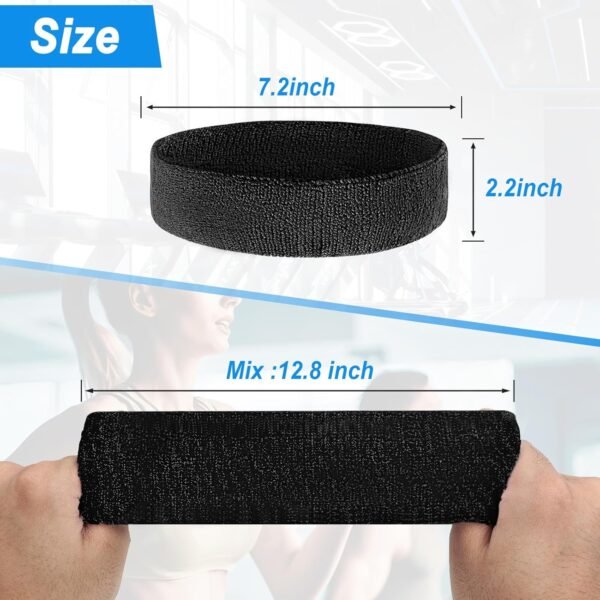 Sweatbands Sport Headbands for Men & Women, Sweat Head Bands Moisture Wicking Athletic Sweatband for Athletic Exercise, Tennis, Running, Basketball, Working Out, Yoga - Image 7