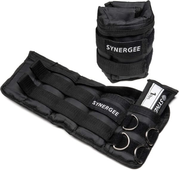 Synergee Comfort Fit Adjustable Ankle/Wrist Weights (Set of 2). Available in 5lb, 10lb & 20lbs. One Size Fits All. - Image 2