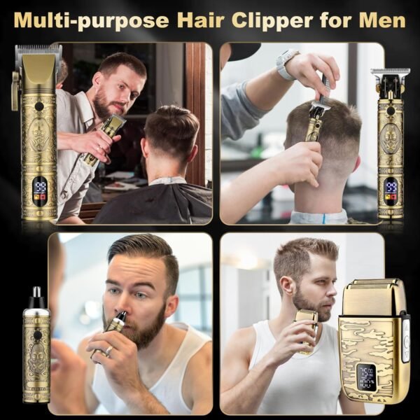 Hair Clippers for Man T-Blade Trimmer Nose Hair Trimmer Electric Shaver Set, Professional Metal Body Barber Clippers Set for Haircut, Men’s Grooming Kit with LCD Display, Ideal Gift for Him - Image 8