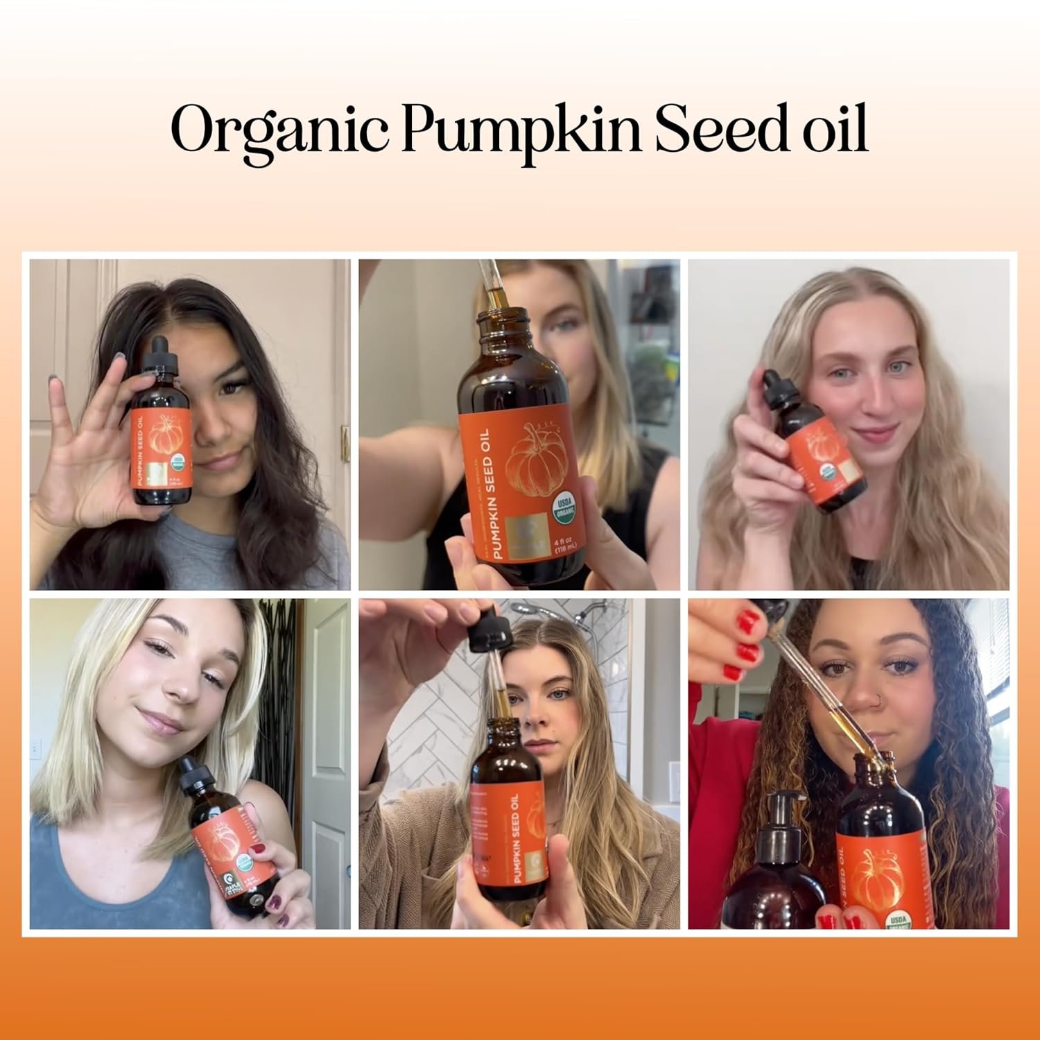 USDA Organic Pumpkin Seed Oil - 100% Pure Pumpkin Seed Oil for Hair Growth Dry Skin and Anti Aging Face Oil - Organic Hair Oil for Dry Damaged Hair and Growth - Virgin Cold Pressed & Unrefined (4oz) - Image 3