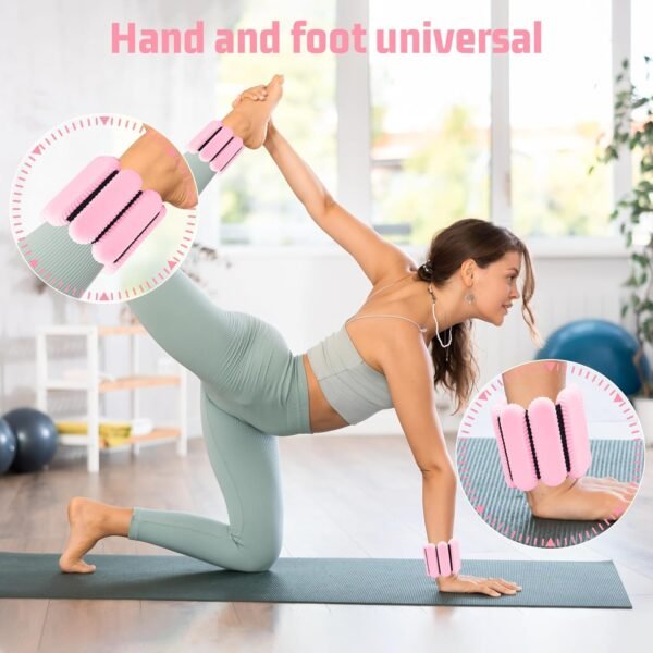 Wrist Ankle Weights for Women, Adjustable Weight(1LB~1.1LB Each) with Spare Two Weights Non-Slip Hand & Leg Weighted for Strength Training, Walking, Running, Yoga, Pilates, and Jogging - Image 6