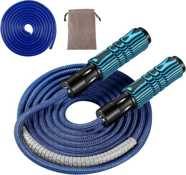 Weighted Jump Rope for women men adults fitness,skipping rope with Adjustable Cotton and PVC rope, Aluminum+Foam Handle Great for Crossfit Training, Boxing, and MMA Workouts - Image 2