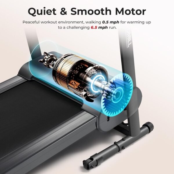 Sunny Health & Fitness Compact Foldable Treadmill - Easy Assembly, Quiet Operation, LCD Performance Monitor, Device Holder - Running & Walking Exercise, Optional Free SunnyFit App Bluetooth Connection - Image 5