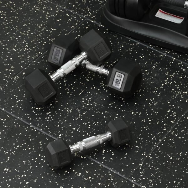 Signature Fitness Premium Rubber Encased Hex Dumbbell Sets, 60LBS, 100LBS, 150LBS, 210LBS, 300LBS, 550LBS Options - Image 5