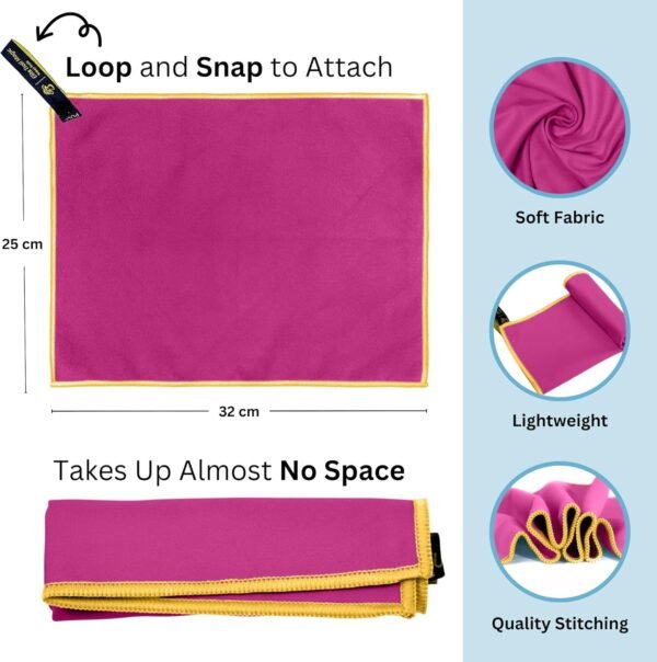 Elite Tail Magic- Lightweight Soft Compact Travel Towel | Quick Drying Backpacking Towel Ultralight with Loop Strap | Sport and Gym Microfiber Face Cloth Yoga | Small 12.5 x 9.6 inches - Image 6
