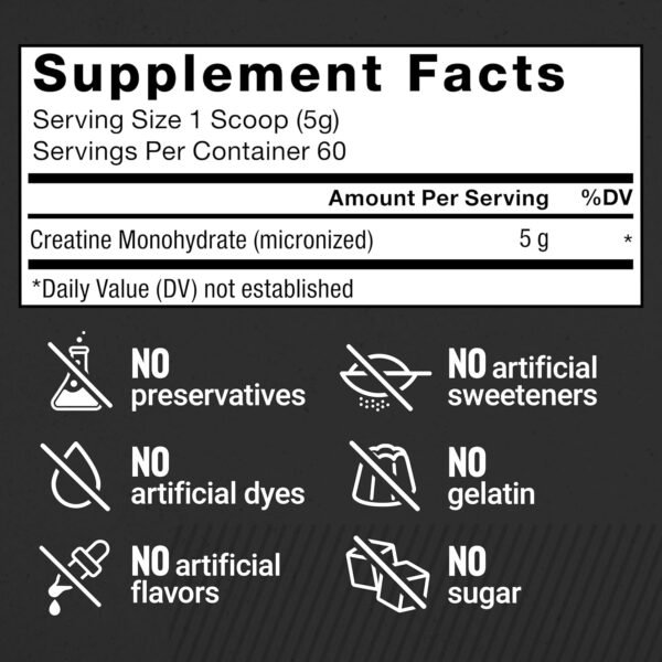 FORCE FACTOR Creatine Monohydrate, Creatine Powder for Muscle Gain, More Strength, and Faster Workout Recovery, Clinically Studied Micronized Creatine 5g Dose Per Serving, Unflavored, 60 Servings - Image 7