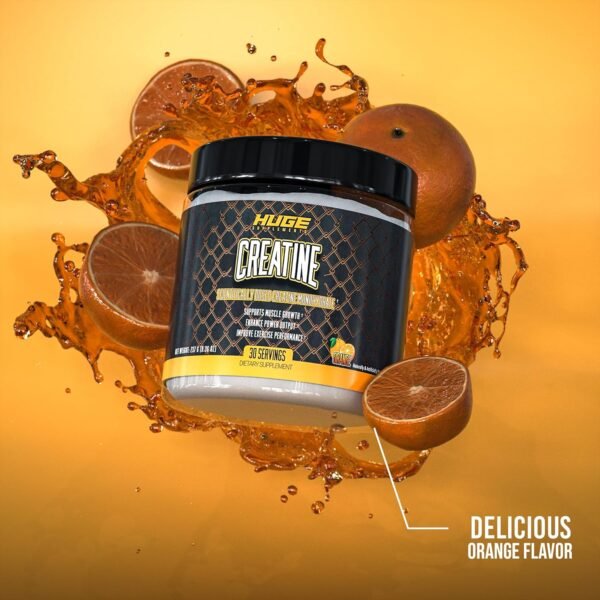 Huge Supplements Creatine Monohydrate Powder, 5000mg of Pure Creatine, Clinically Dosed to Boost Performance, Increase Muscle Strength and Size, 30 Servings (Orange) - Image 5