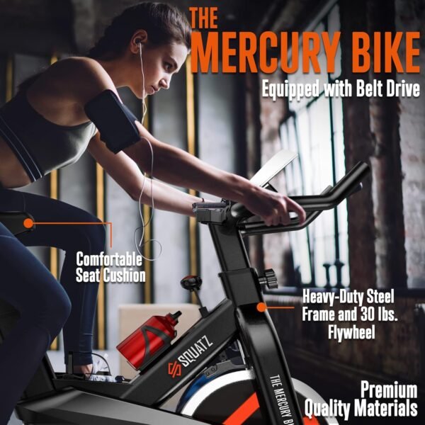 SQUATZ Cardio Cycling Exercise Bike - Indoor Workout Stationary Bike with 8 Resistance Levels, Comfortable Seat Cushion, 30 lbs Flywheel, 4-Way Adjustable Seat & Handlebar, Gym Bike for Home Workouts - Image 6