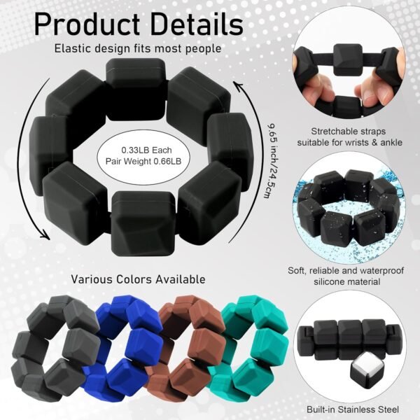 Ankle Wrist Weights for Women - Adjustable Ankle Arm Strength Training Weight Bracelets Set of 2 (0.33Lb Each) for Yoga Running Pilates Aerobics - Image 3