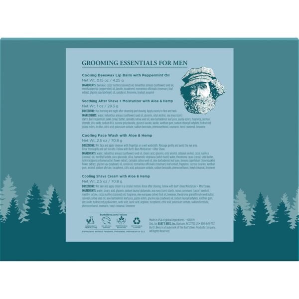 Burt's Bees Gifts Ideas - Grooming Essentials Kit, 4 Products for Men - Cooling Face Wash, Shave Cream, Soothing Moisturizer After Shave & Original Beeswax Lip Balm - Image 10