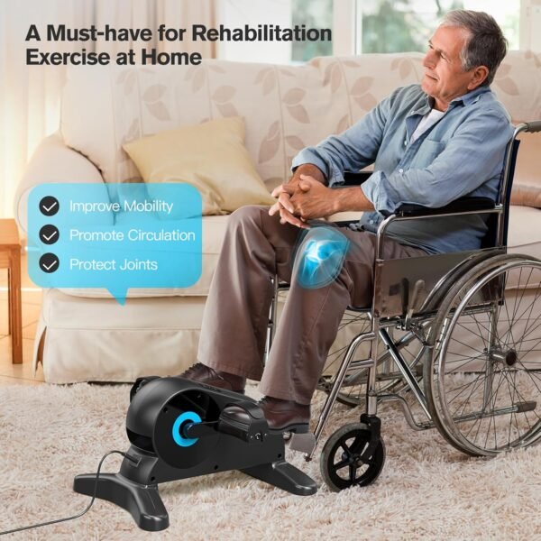 Motorized Under Desk Bike Pedal Exerciser, LUBBYGIM Electric Mini Exercise Bike for Seniors Rehab Training, Arm/Leg Fitness & Physical Therapy, 12 Adjustable Speed & ‎2025 Upgraded Version - Image 6