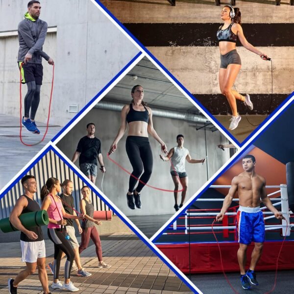 Weighted Jump Rope for Men Women - 1LB Heavy Jump Rope for Adult Fitness Workouts, Non-Slip Aluminum Handles, Ball Bearings Premium Skipping Rope Jump Rope for Exercise Boxing Crossfit Cardio Endurance and Strength Training MMA & Gym, Adjustable Length 9MM Solid PVC/Cotton Jump Rope - Image 8