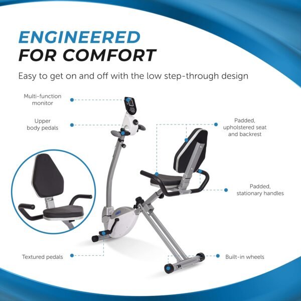 Stamina Recumbent Exercise Bike with Arm Workout - Fitness Bike with Smart Workout App - Recumbent Exercise Bike for Home Workout - Up to 250 lbs Weight Capacity - Image 7