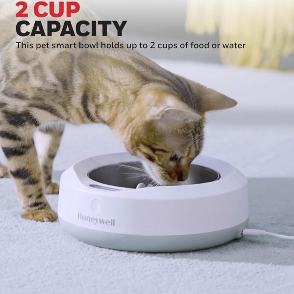 Honeywell Smart Pet Bowl with Built-in Food Scale and Removable Slow Feeder Insert, App-Based, WiFi Enabled, 2-Cup Capacity, USB Rechargeable, Ideal for Monitoring Pet's Eating Habits - Image 4