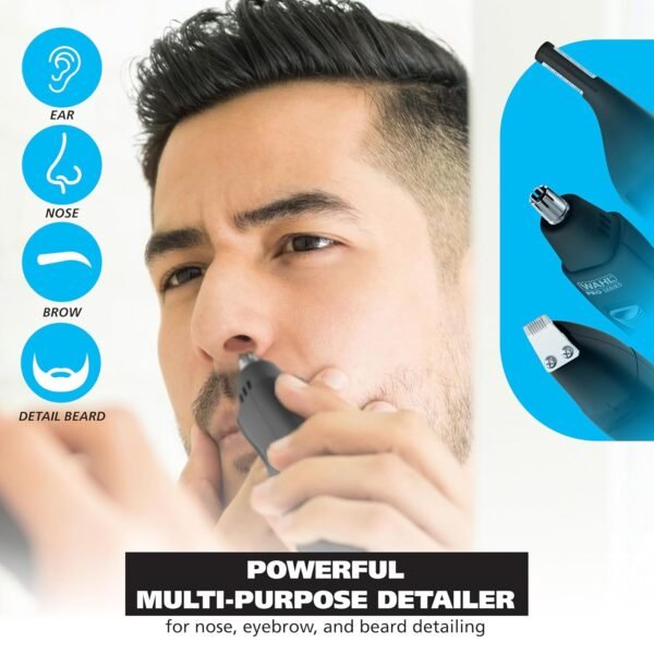 Wahl Pro Series® Rechargeable Eyebrow, Ear & Nose Hair Trimmer for Men – Painless DualTech® Eyebrow Trimmer & Facial Hair Removal Device – Model 3025656 - Image 3