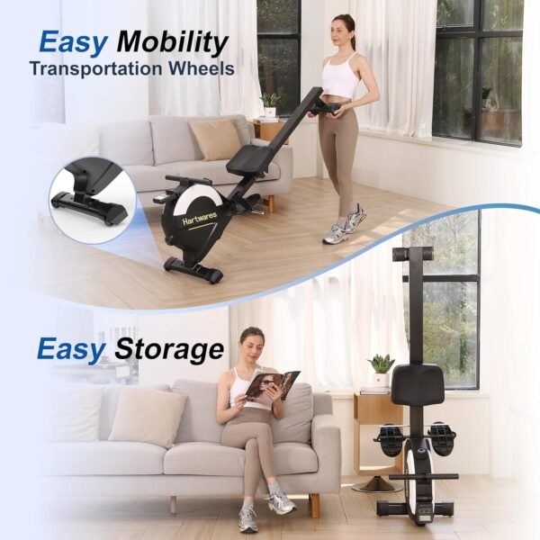 Rowing Machines for Home,Hartwares Magnetic Rowing Machine with 77lbs High Resistance Rowing Machine,16 Levels of Quiet Resistance,Rower Machine for Home Row Machine,App Compatible,LCD Monitor - Image 8