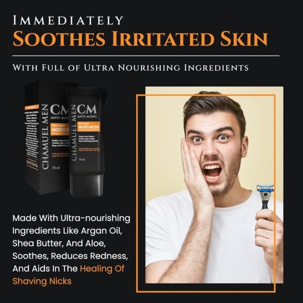 Anti Aging Daily Aftershave for Men - All Natural Mens Face Cream and Moisturizer with Argan, Shea & Aloe Facial Fuel for Sensitive, Dry, Oily or Combo Skin, 2.6 oz - Image 4