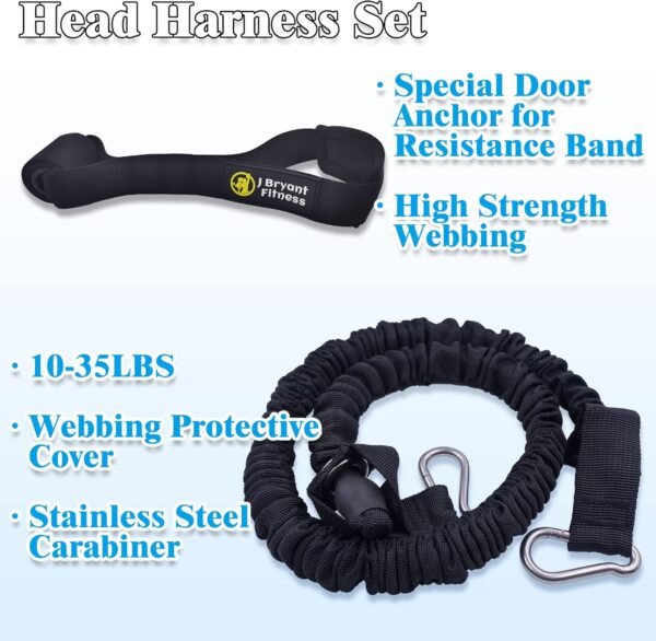 J Bryant Neck Harness Head - Weight Lifting with Resistance Tube Bands - Door Anchor Set Adjustable Neck Training Strap Exercise Equipment - Image 3