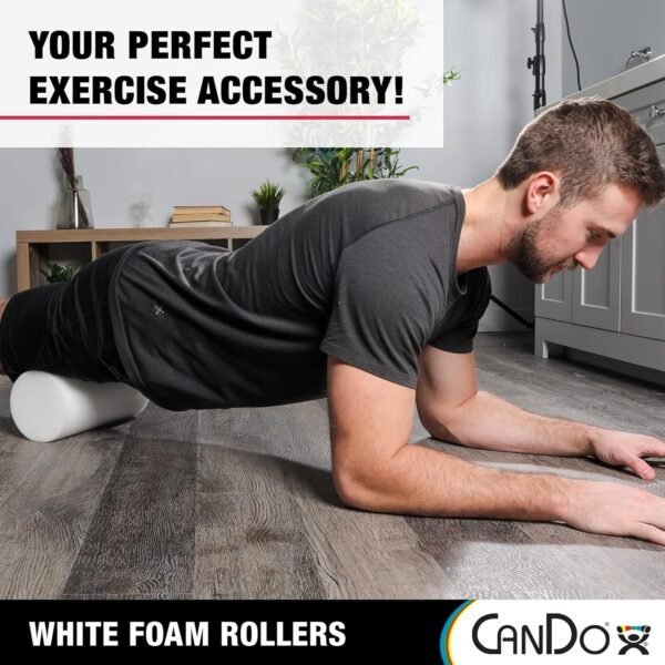 CanDo White PE Foam Rollers for Exercise, Finess, Muscle Restoration, Massage Therapy, Sport Recovery and Physical Therapy for Home, Clinics, Professional Therapy Round 6" x 36" - Image 4