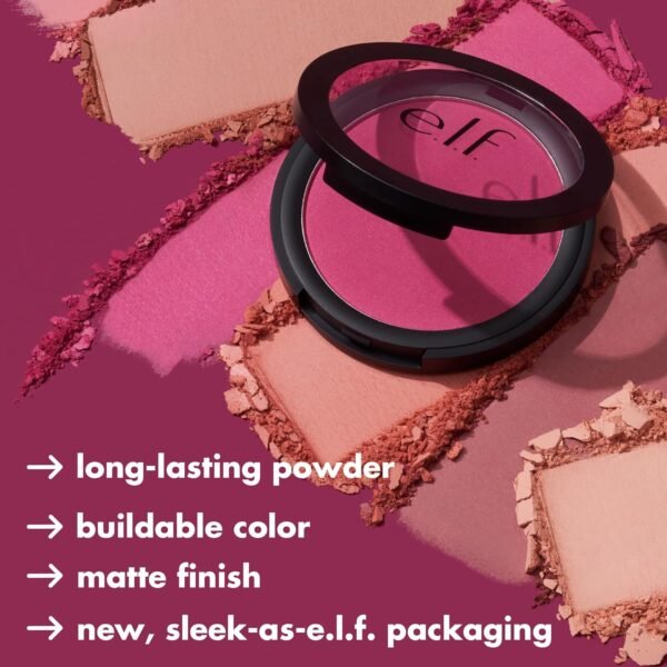 e.l.f. Primer-Infused Matte Blush, Long-Lasting, Lightweight & Buildable Powder Blush, Delivers A Matte Finish, Vegan & Cruelty-Free, Always Fresh - Image 5