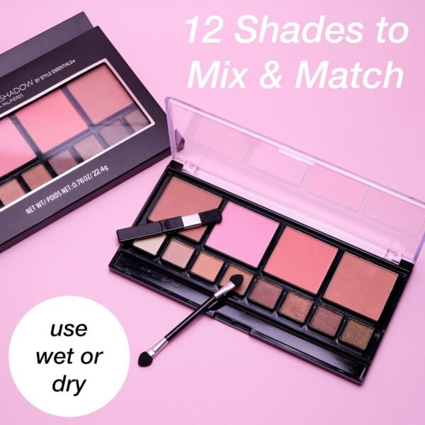 Women's Cosmetics Natural Beauty Blush & Eyeshadow Palette - 12 Shades, Shimmer & Matte Finishes - Image 4