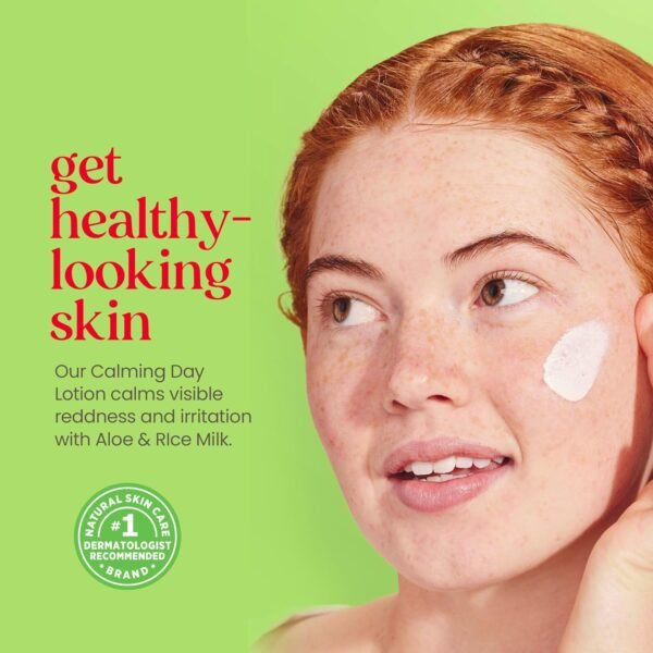 Burt's Bees Calming Day Face Lotion With Aloe and Rice Milk, Soothing Face Lotion for Sensitive Skin, 98.9 Percent Natural Origin Skin Care, 1.8 oz. Bottle - Image 6