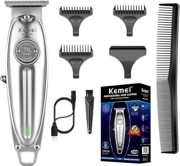 KEMEI Professional Beard and Hair Trimmer for Men, Cordless T-Blade Trimmers, Electric Hair Clippers for Barbers and Stylists, All Body Grooming Model 1949 - Image 2