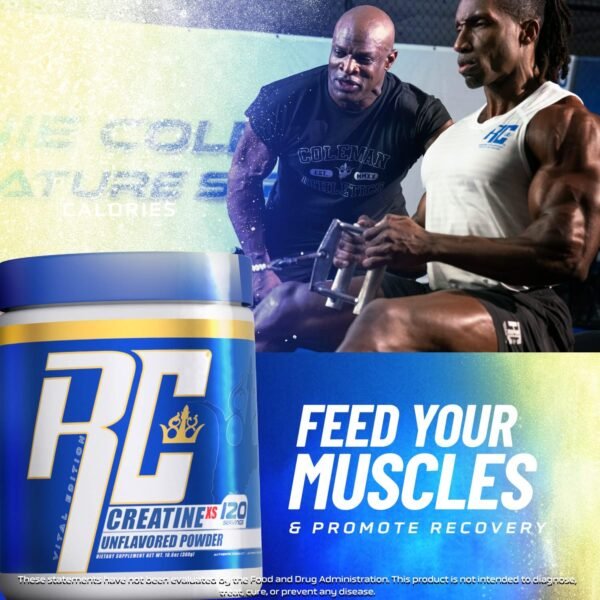 Ronnie Coleman Signature Series Creatine-XS, Creatine Monohydrate Powder, Post Workout Recovery for Muscle Building and Strength, Energy Support, Mass Gainer, Unflavored, 120 Servings - Image 7