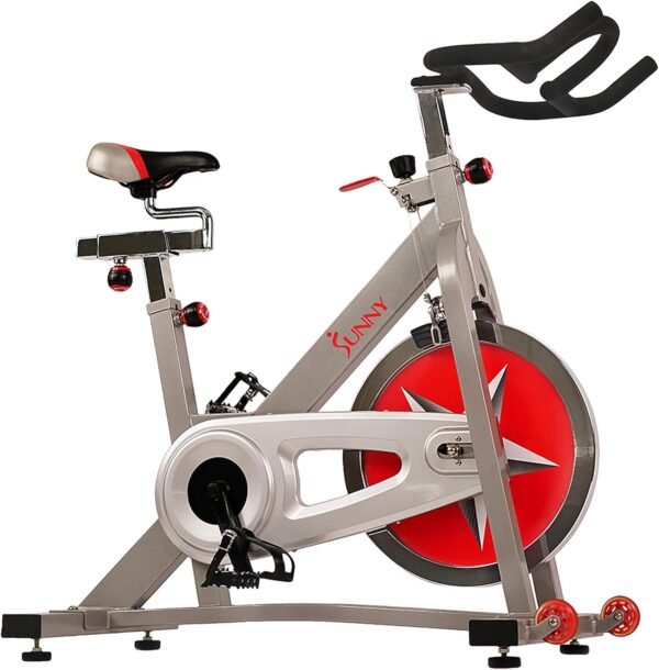 Sunny Health & Fitness Pro Cycling Stationary Bike, 40 LB Flywheel & 4-Way Adjustable Seat for Home Exercise & Indoor Cycle/Cardio Workout, Optional Free SunnyFit App Bluetooth Connection - Image 3