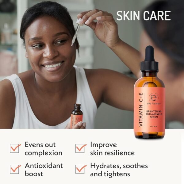 Eve Hansen Vitamin C Serum for Face - Facial Serum with Hyaluronic Acid, Vitamin E and Aloe Vera 2 oz - for softer, smoother, and more refined Skin - Image 4