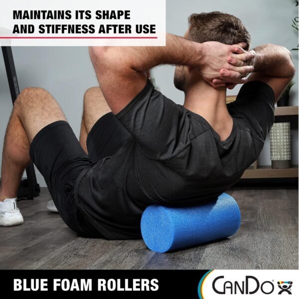 CanDo Blue PE Foam Rollers for Fitness, Exercise Muscle Restoration, Massage Therapy, Sport Recovery and Physical Therapy for Homes, Clinics, and Gyms 6" x 36" Round - Image 6