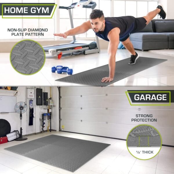 ProsourceFit Puzzle Exercise Mat ½ in, EVA Interlocking Foam Floor Tiles for Home Gym, Mat for Home Workout Equipment, Floor Padding for Kids, Blue, 24 in x 24 in x ½ in, 24 Sq Ft - 6 Tiles - Image 4