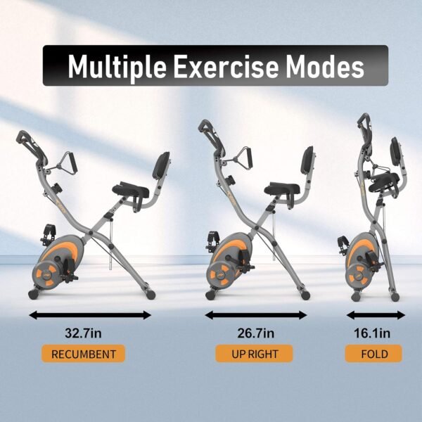 leikefitness Folding Stationary Bike Recumbent Exercise Bike w/Arm Resistance Bands-Pulse Sensor-LCD Monitor and Easy to Assemble Indoor Cycling Bike 2280 - Image 7