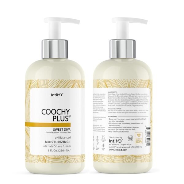IntiMD Coochy Plus Intimate Shaving Cream Sweet Diva For Afro Natural Texture Hair With HydroLock & Moisturizing+ Formula - Prevents Razor Burns & Bumps, In-Grown Hairs, Itchiness 8oz - Image 3