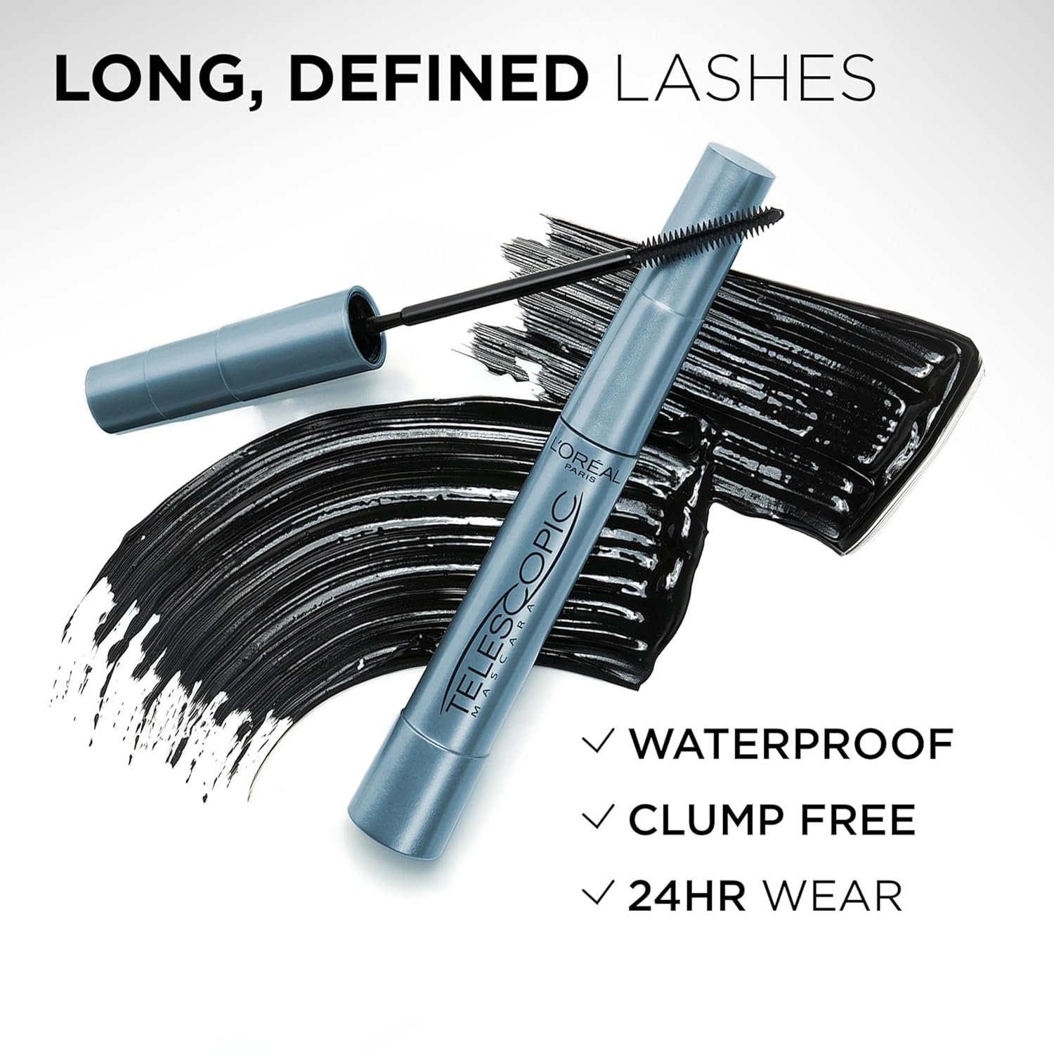 L'Oreal Paris Makeup Original Telescopic Lengthening Mascara, Waterproof Black - Image 5